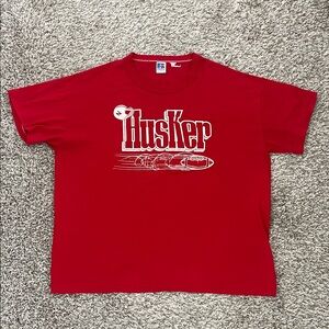 Vintage 80s Nebraska Cornhuskers Tee XL | Helmet Graphic | Single Stitch USA